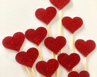 Gyufise Cupcake-Topper Herzform, Glitzer, 24 Stück – Für Hochzeit, Valentinstag & Geburtstag