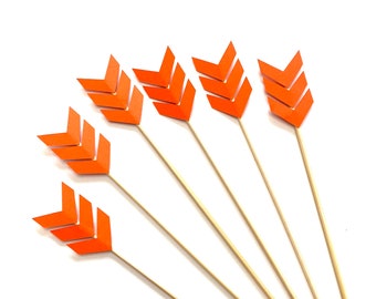 24 Pieces Chevron Arrow on Skewers Orange Birthdays, Party Decor, Weddings, Bridal Showers