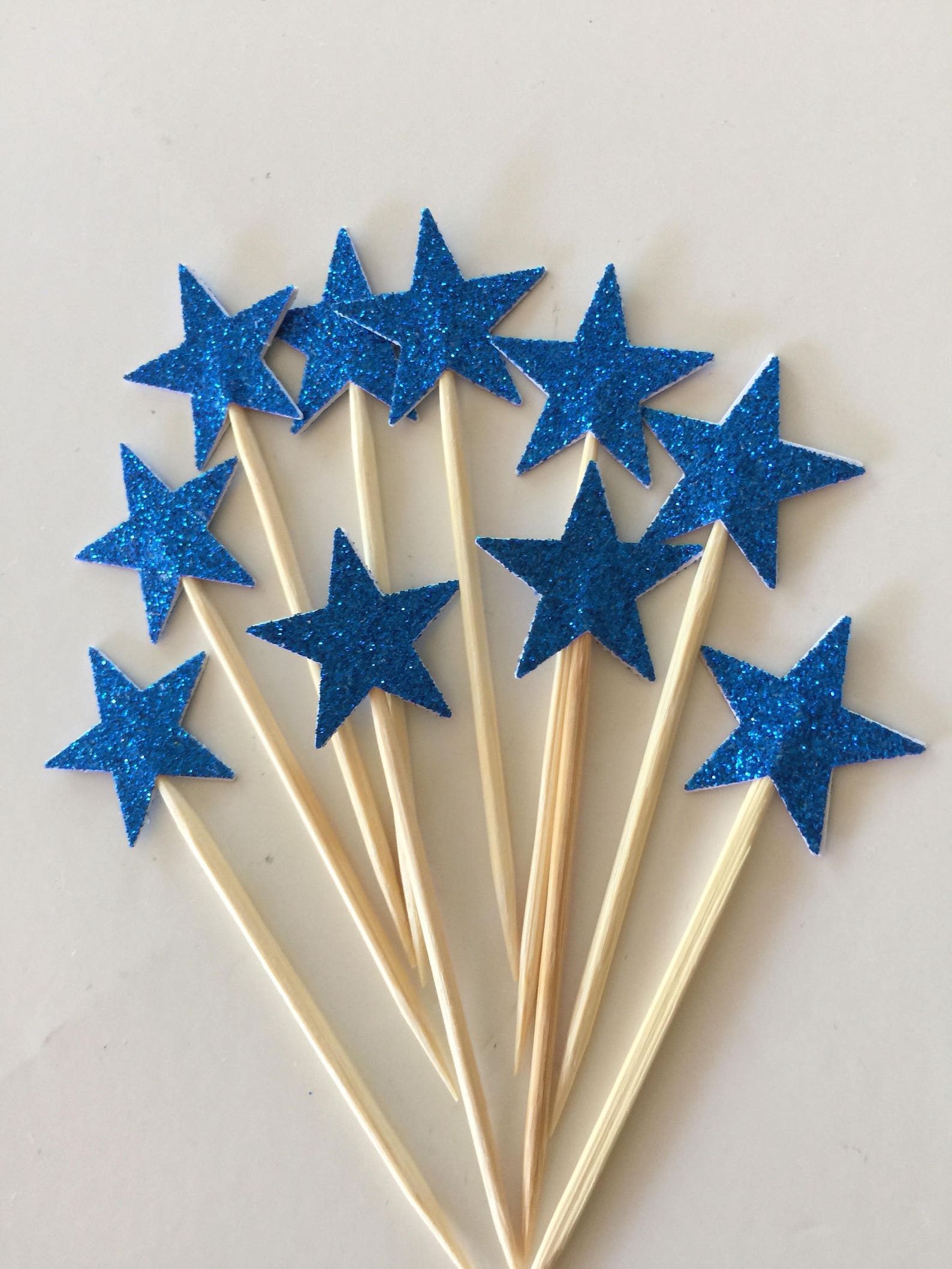 30 Pieces Royal Blue GLITTER STAR Cupcake Toppers Bridal Etsy