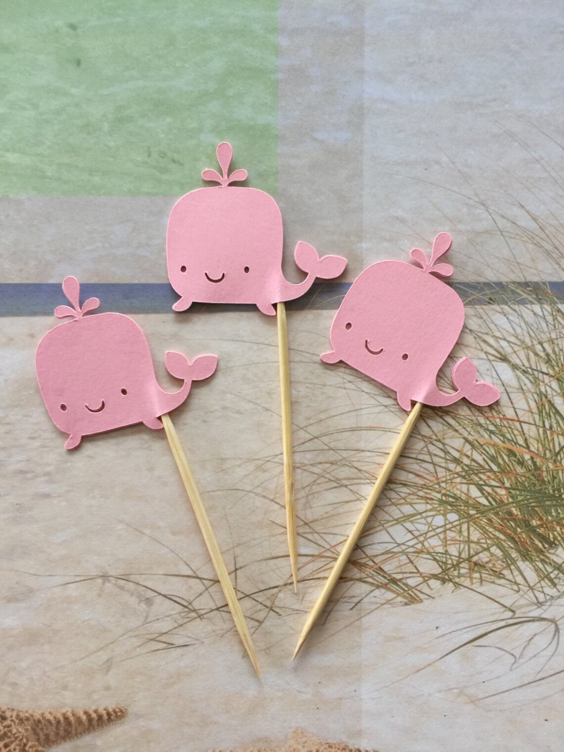 24 Pieces PINK Whale Cupcake Toppers Birthday Baby Shower Etsy