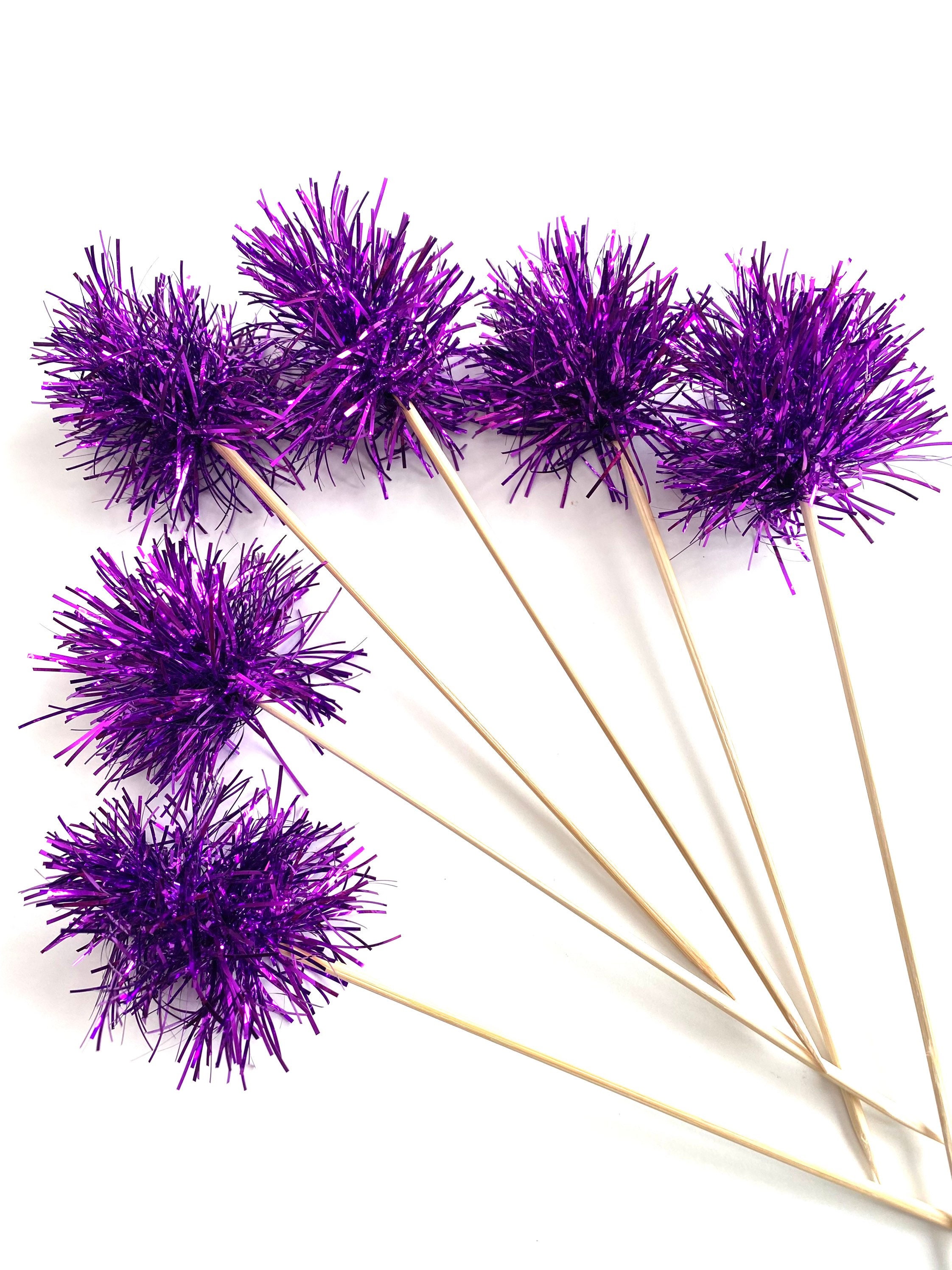 12 Pcs Tinsel PURPLE Drink on Skewer Stick Cupcake Toppers, Birthday Party,  Cake Toppers, Holiday Decor - Etsy Australia
