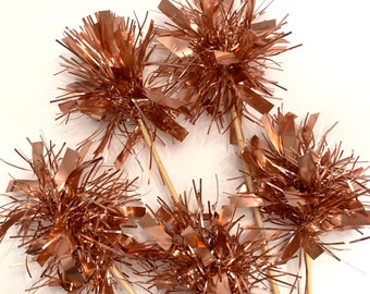 12 Pcs Copper Tinsel on  Skewer Stick- Birthday Party, Cake Toppers, Holiday Decor