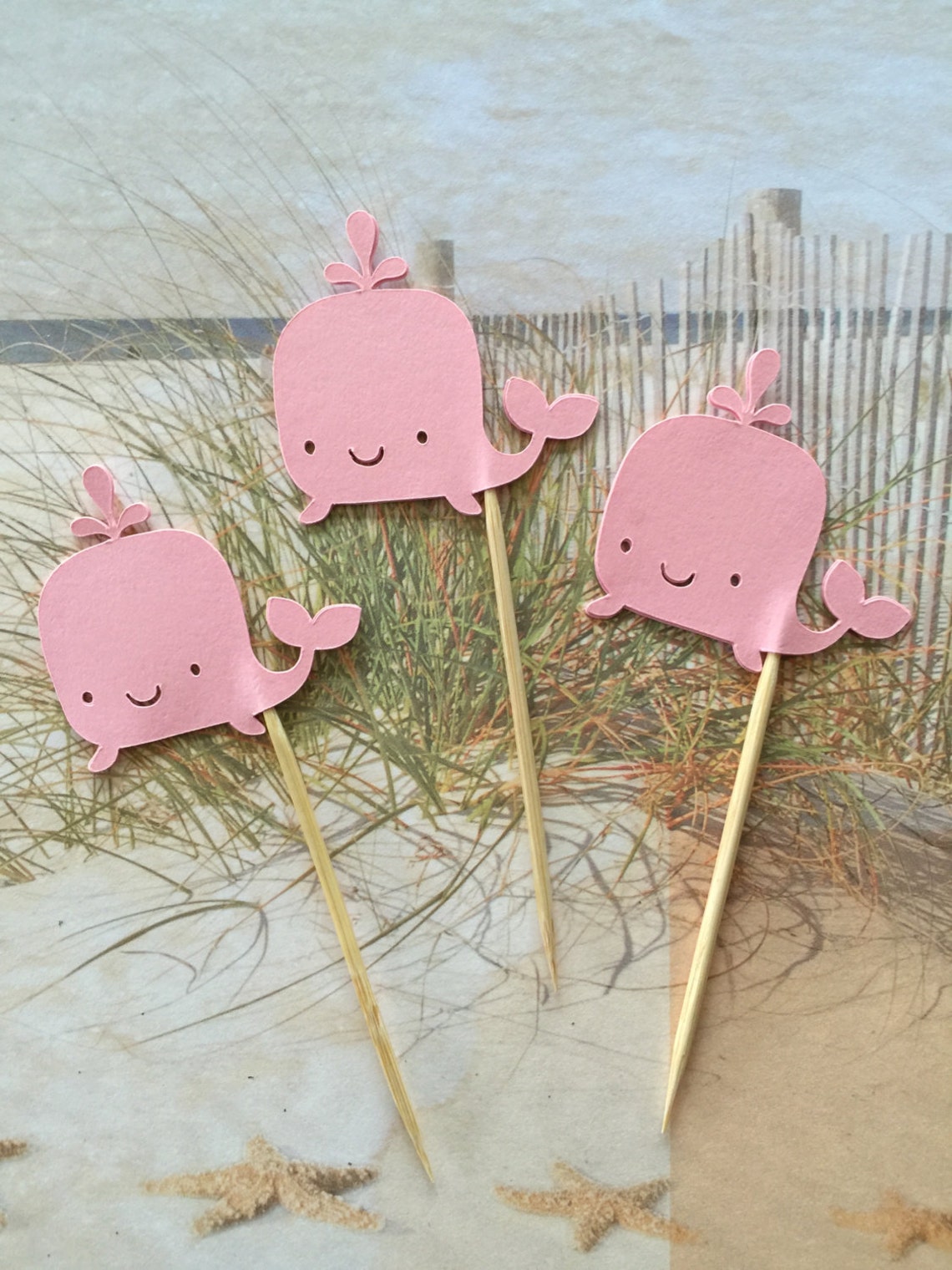 24 Pieces PINK Whale Cupcake Toppers Birthday Baby Shower Etsy
