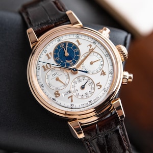 Vintage Luxury IWC Da Vinci Perpetual Calendar Chronograph Rose Gold Moonphase Leather 43mm