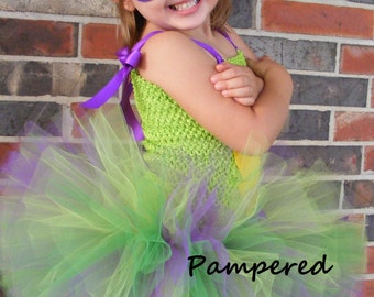 Purple Green Turtle Tutu Costume with Mask, Birthday Party Outfit