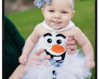 Olaf Inspired Tutu Dress – White Snowman Costume, Frozen Baby Outfit