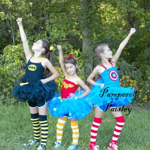 superhero tutu dress - Captain America tutu, batman tutu, batgirl tutu, wonder woman tutu, super hero costumes, girl costumes image 1
