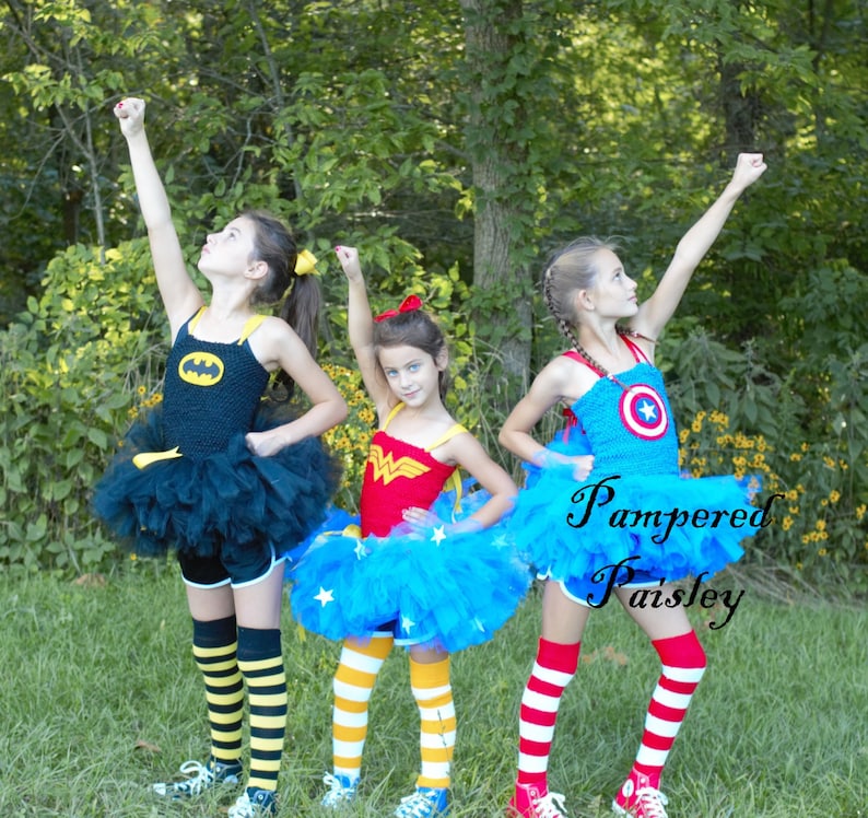 superhero tutu dress - Captain America tutu, batman tutu, batgirl tutu, wonder woman tutu, super hero costumes, girl costumes image 1