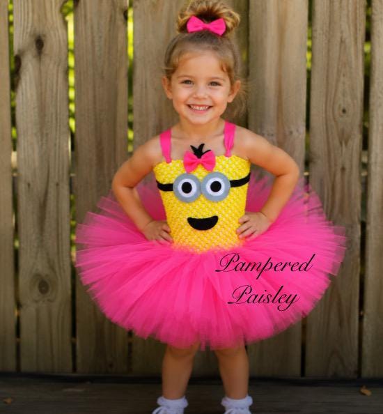 minion birthday dress Girl Color:Ivory/Pink/Print