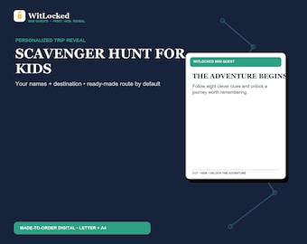 Personalized Trip Reveal Scavenger Hunt for Kids, Custom Vacation Announcement