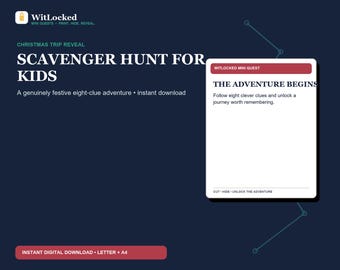 Christmas Trip Reveal Scavenger Hunt for Kids, Printable Vacation Surprise