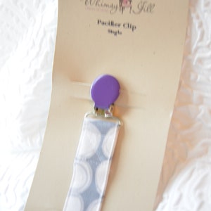 Baby Pacifier Soother Keeper Dummy/Binky Holder Baby Shower Gift Cotton Fabric Gray Circles Single