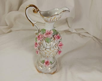 #花瓶 　 # 水差し　#ビンテージ VTG 1940年代 レフトン限定日本製手描き水差し ホワイトゴールド