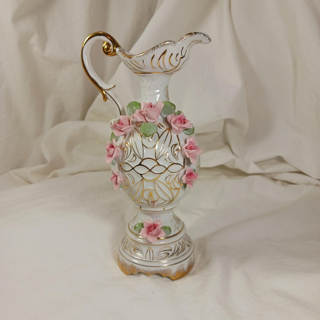 VTG 1940年代 レフトン限定日本製手描き水差し ホワイトゴールド