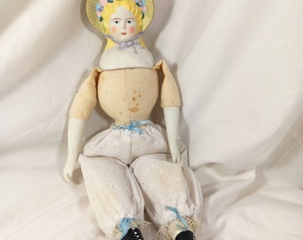 Vintage 1991 Daisy Kingdom Victorian Sarah Jane Doll Bloomers Bonnet Flowers