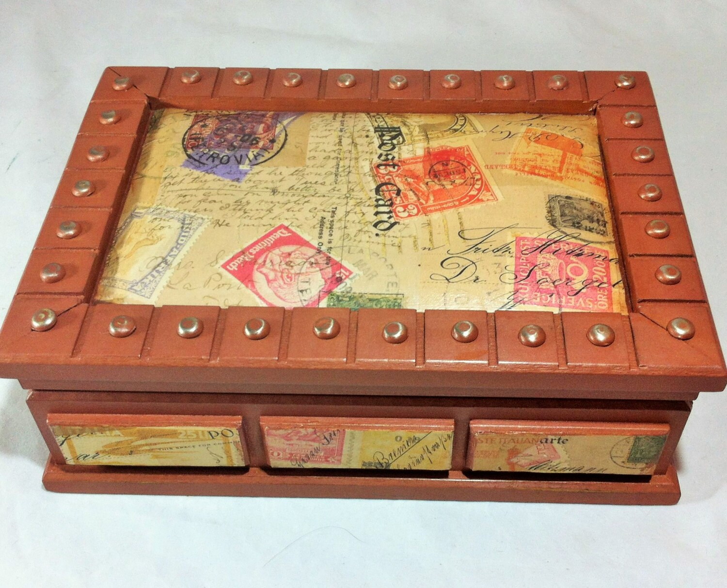 Copper Men's Jewelry Box Vintage Stamp Desk Accessory Etsy
