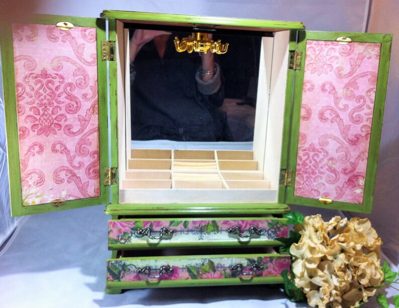 Jewelry Box Armoire Green Large Jewelry Box Jewelry Etsy