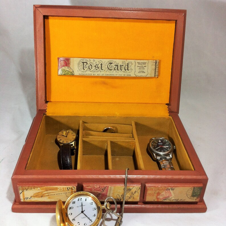 Copper Men's Jewelry Box Vintage Stamp Desk Accessory Etsy