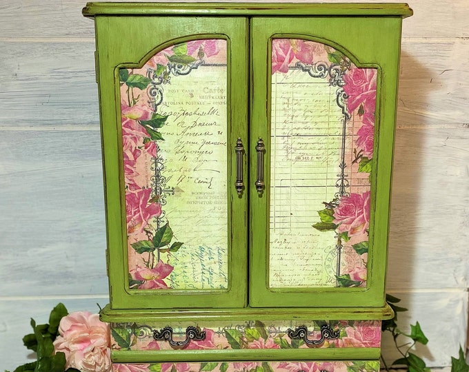 Jewelry Box Armoire Green Large Jewelry Box Jewelry Etsy