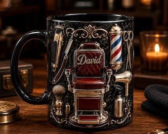 Taza de barbero personalizada, taza de café de barbero con nombre personalizado, regalo para barbería, taza de estilista, taza para silla de barbero, regalo de cuidado personal