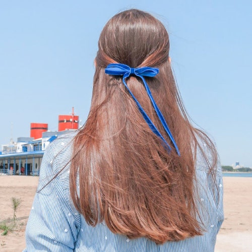 Velvet Hair Tie Velvet Ponytail Velvet Long Tail Bow Hair - Etsy