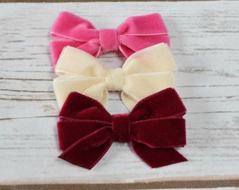 4 5 Inches Velvet Hair Bows Velvet Baby Girl Bowsvelvet Piggy Etsy