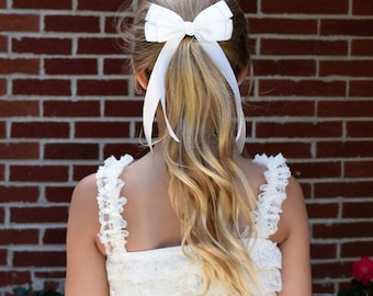 Handmade Double Satin Hair Bow: Alligator Clip or Barrette