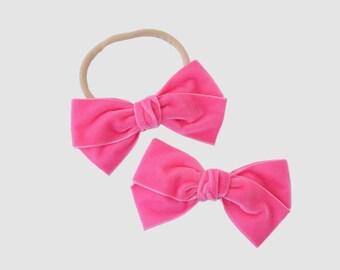 Baby Kayla | 4 inch Velvet, Hair Bows, Velvet Ribbon Bow, Bow Headband for Baby, Hair Bows for Girls, Velvet Bow Clip,