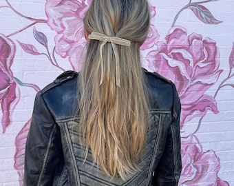 Velvet Hair Bow with Short Tails: Alligator Clip or Barrette