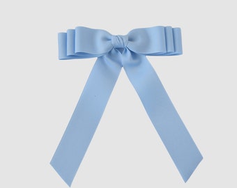 Flora Petite Grosgrain Bow, Hair Ribbon, Hair Bow, Hair Bows for Women, Long Tail Ribbon Hair Bow, Coquette Hair Bow, Barrette Bow, Clip Bow