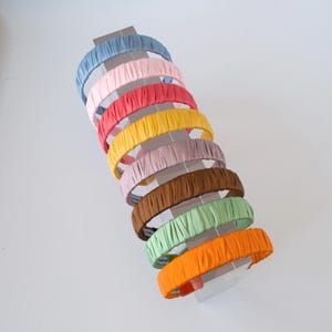 Ruched Satin Headband: 1-Inch Handmade Hair Accessory