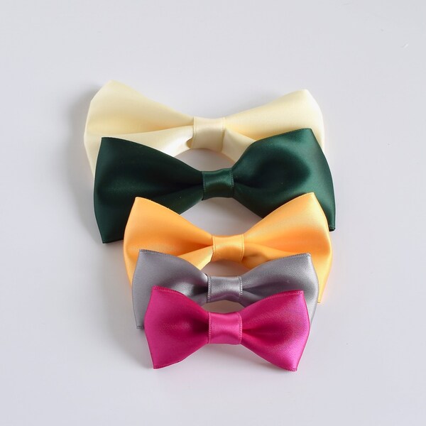 Satin Bow Ties | 5 Sizes | Boys Bow Tie, Boys Bowtie, Newborn Boy Bowtie, Photo Prop Baby, Wedding Bow Tie, Men Bow Tie, Ring Bearer Bowtie