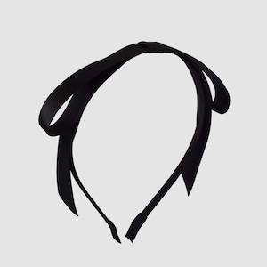 Schwarz Satin Schleife Stirnband: Handgefertigtes Damen Haar Accessoire