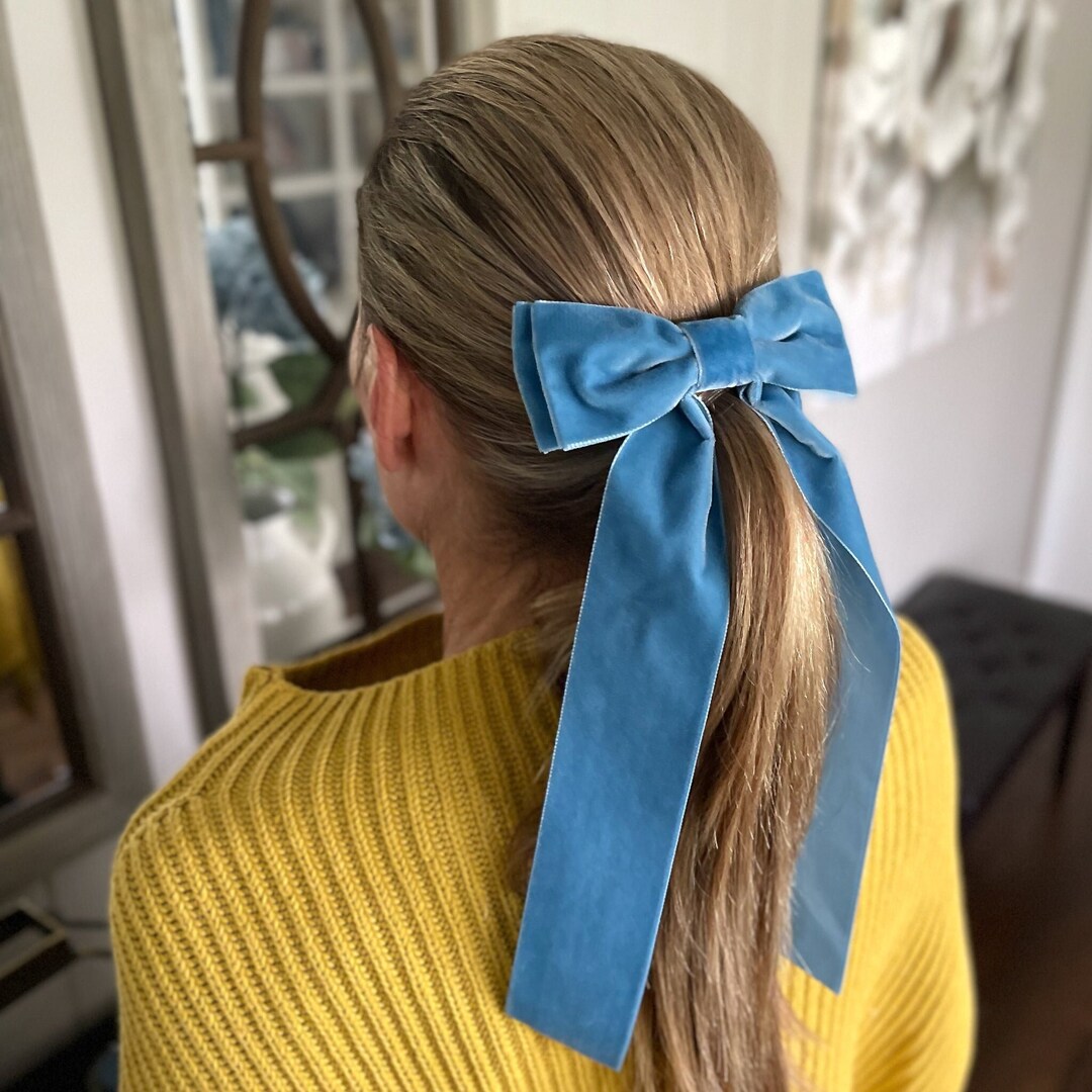 Velvet Longtail 5 Inch Bow 34 Colors Velvet Hair Bow Hair Etsy