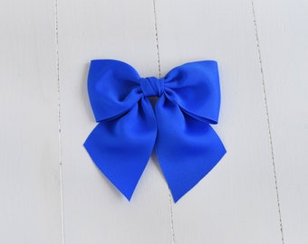 Blue 5 inch Sailor Hair Bow, 16 colors, Hair Bows for Girls, Hair Bows, Barrette Bow, Hair Clip, Tail Hair Bow, Navy Bow, Hair Bow for Women