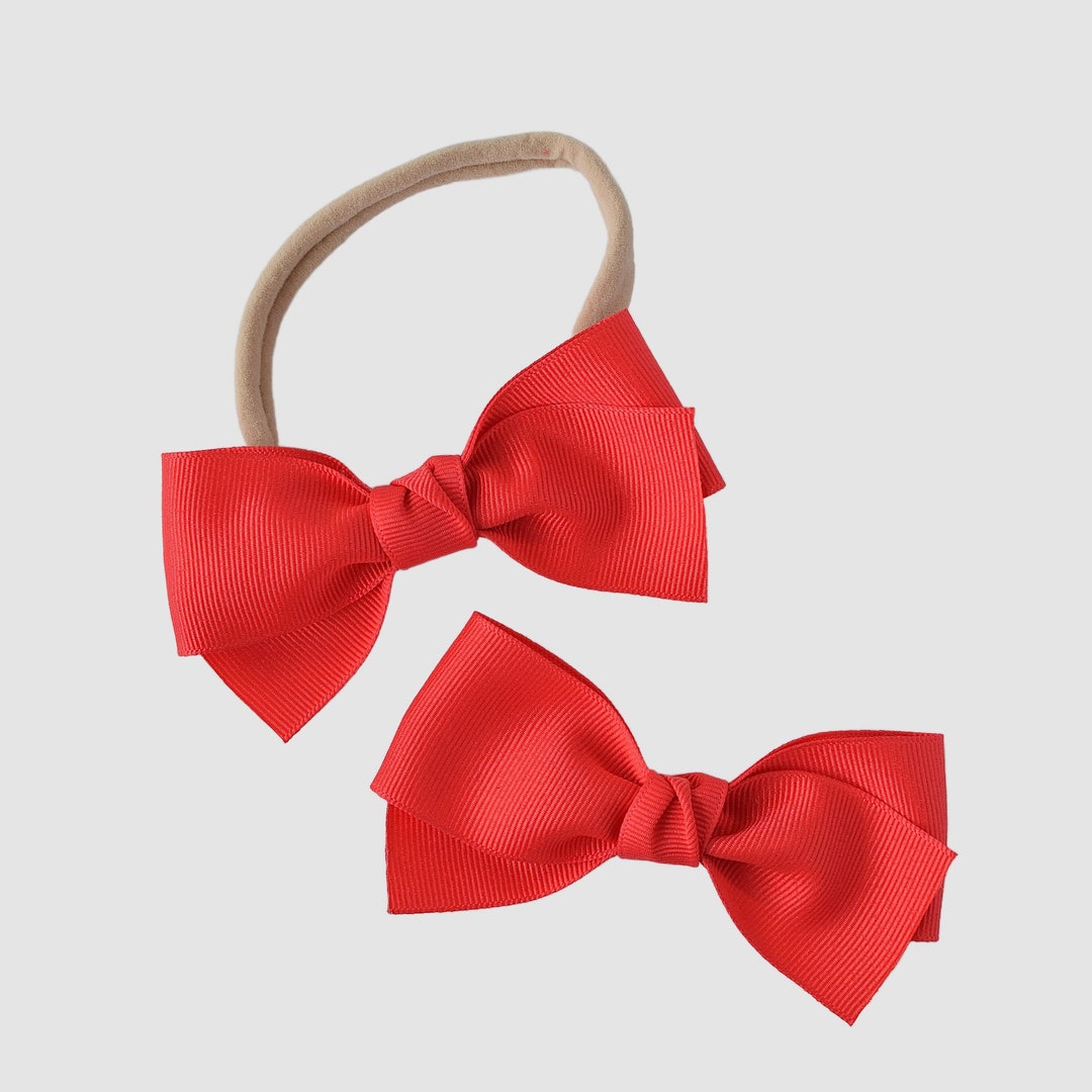 4 Inch Grosgrain Ribbon Hair Bow for Girls, Bow Headband, Clip Bow ...
