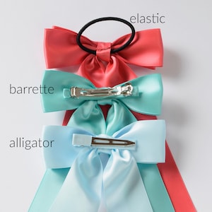 4 inch Satin Ponytail, Long Tail Bow, Hair Bows for Women, Hair Bow, Hairbows for Girls, Bow Hair Tie, Bow Barrette, Long Hair Bows, Bow image 6