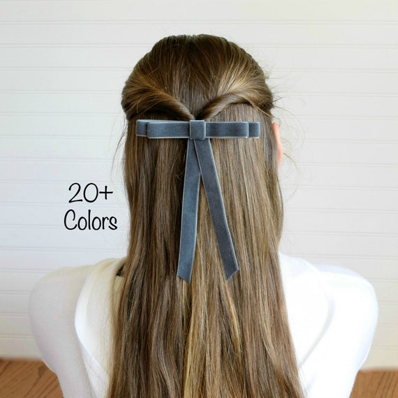 Velvet Hair Bow Ponytail Bows Hair Bows Girls Hair Bows Etsy