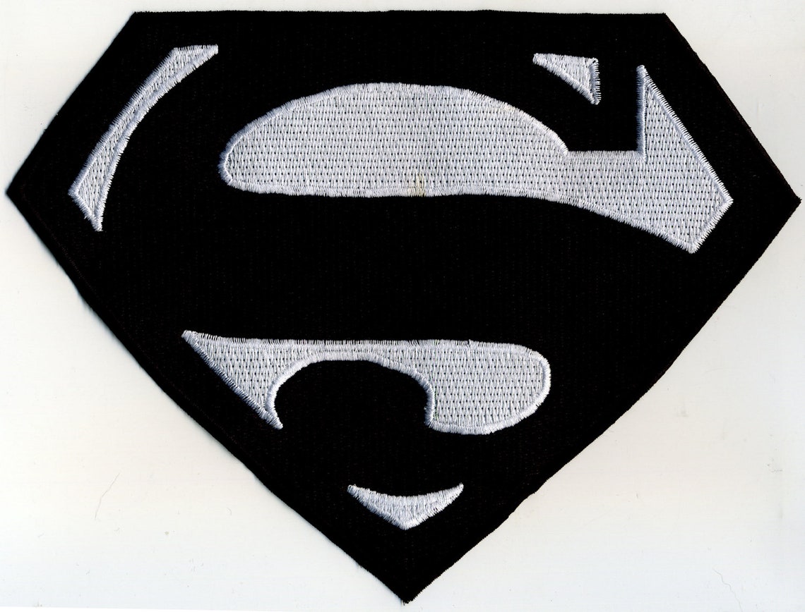 Black & White Fully Embroidered Superman Chest Logo Patch Etsy