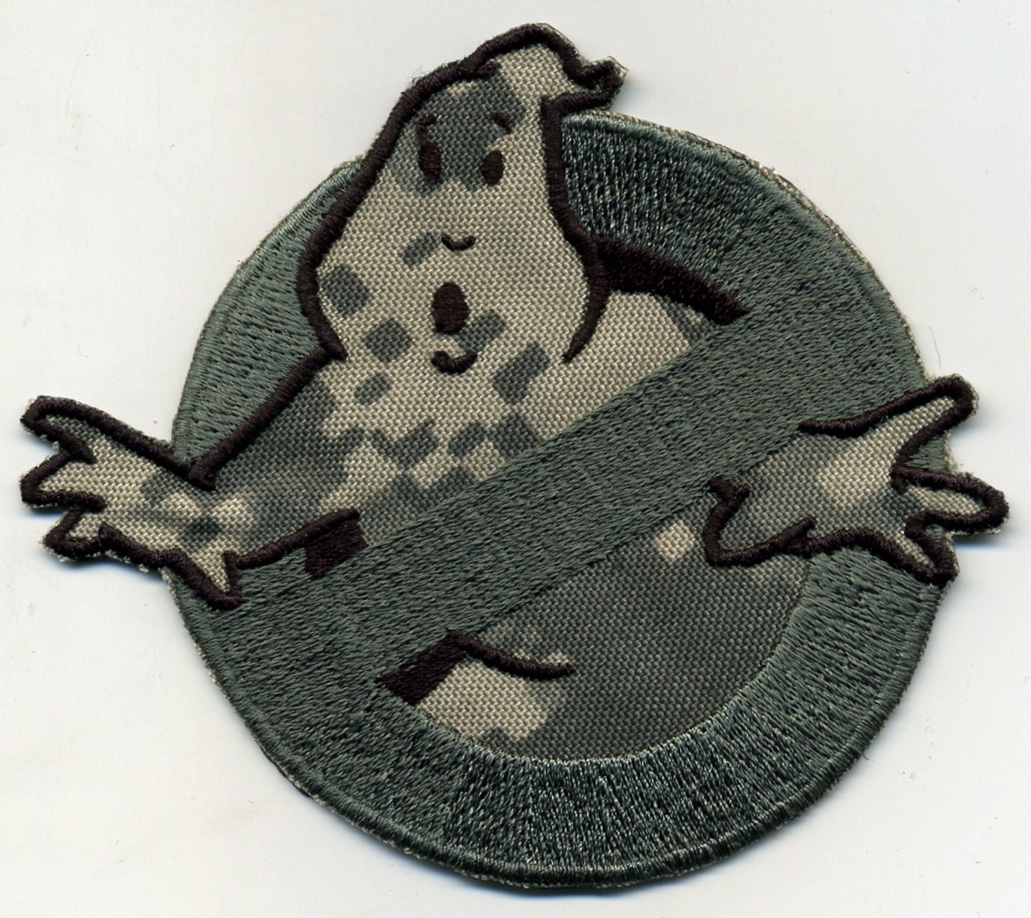 Tan & Brown Embroidered Ghostbusters 1 Style No Ghost Patch w/ HOOK backing 