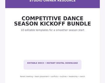 Dance Studio Owner Templates | Competitive Dance Forms | Parent Meeting & Season Kickoff Bundle