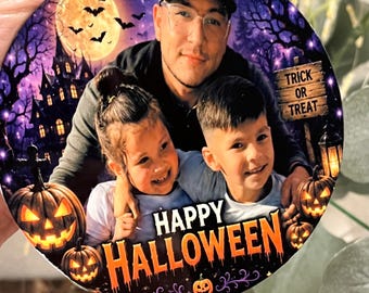 Personalized Halloween Photo Ornament, Custom Family Keepsake, Spooky Decor (Physical)