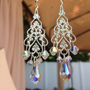 Chandelier Earrings, Bridal Earrings, Pagent Earrings, Swarovski Crystal Earrings , Long Earrings image 1