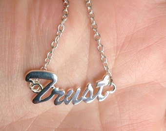 Trust Necklace, Affirmation Necklace, Uplifting Gift, Word Necklace, Inspiring Jewelry