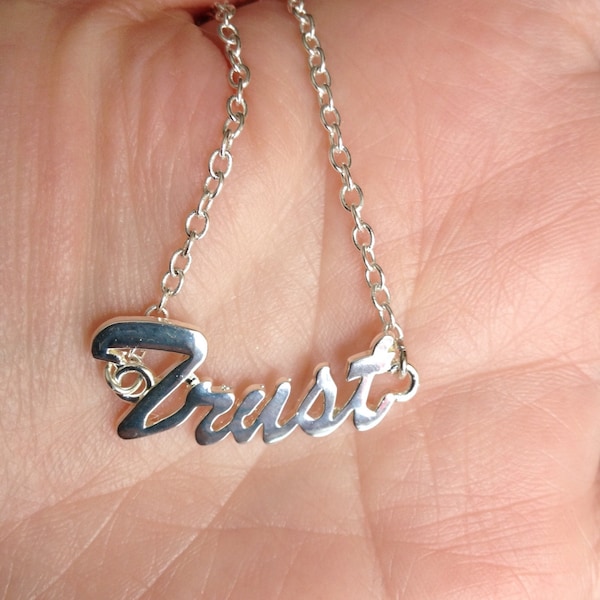 Trust Necklace, Affirmation Necklace, Uplifting Gift, Word Necklace, Inspiring Jewelry