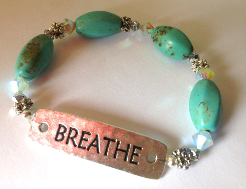 Just Breathe Breathe Bracelet Affirmation Jewelry Inspiring Bracelet Uplifting Bracelet