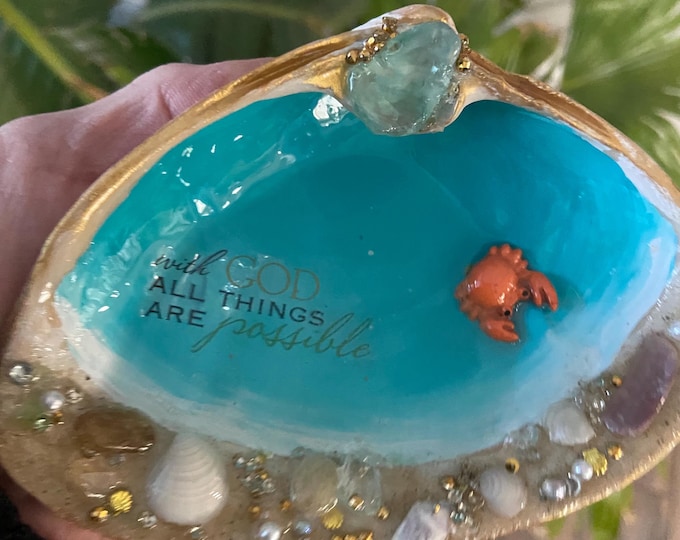 Beach Lover Gift, Inspirational Seashell Gift, Matthew 19:26 Gift ...