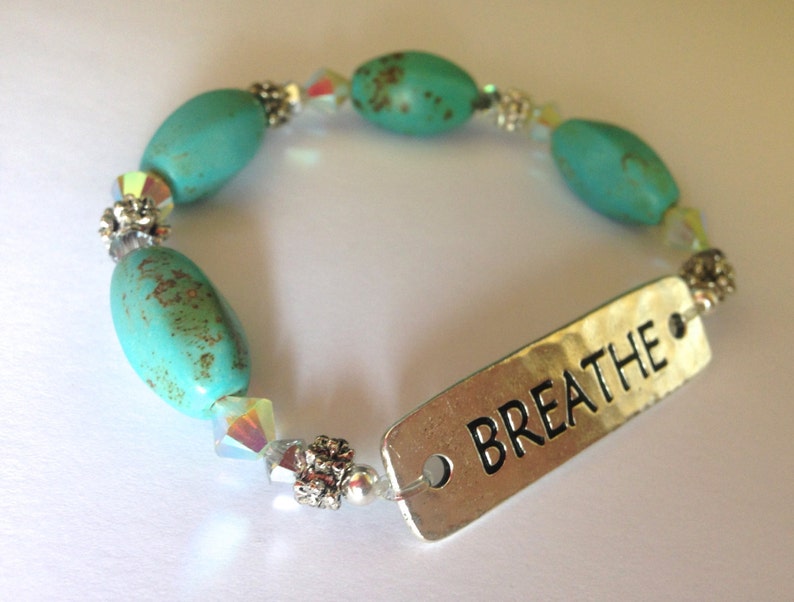 Just Breathe Breathe Bracelet Affirmation Jewelry Inspiring Bracelet Uplifting Bracelet