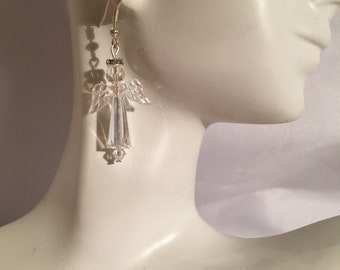 Crystal AB Angel Earrings, Sparkle Angel Earrings, Angel gift, Crystal Angels
