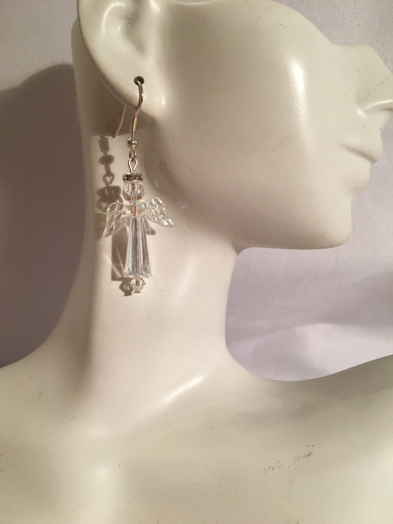 Crystal AB Angel Earrings, Sparkle Angel Earrings, Angel gift, Crystal Angels image 1